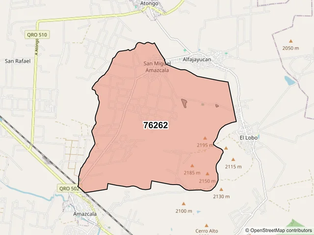 Mapa del código postal 76262, El Marqués, Querétaro