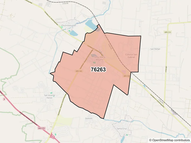 Mapa del código postal 76263, El Marqués, Querétaro