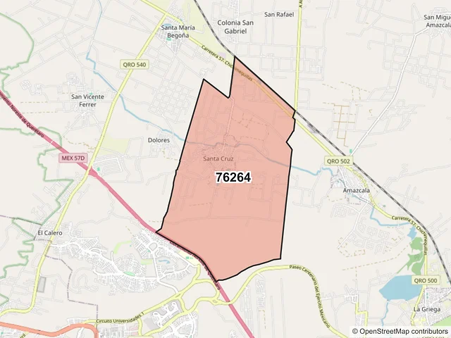 Mapa del código postal 76264, El Marqués, Querétaro