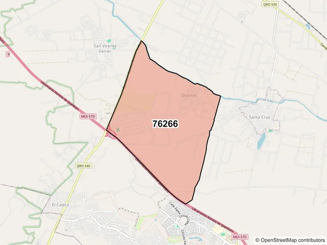 Mapa del código postal 76266, El Marqués, Querétaro