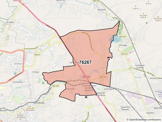 Mapa del código postal 76267, El Marqués, Querétaro
