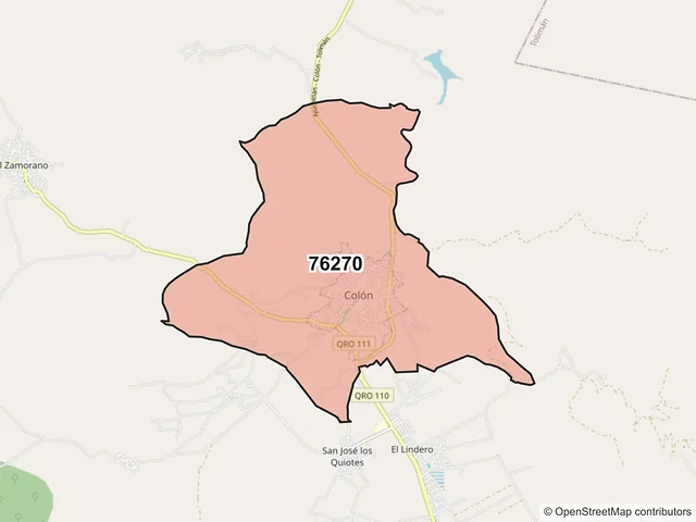 Mapa del código postal 76270, Colón, Querétaro