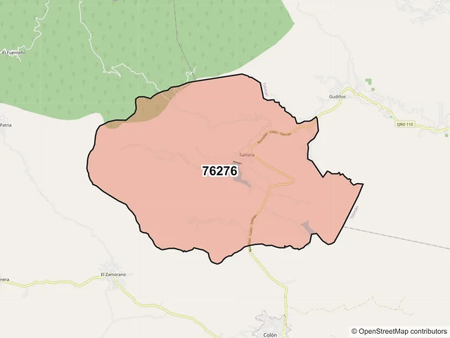 Mapa del código postal 76276, Colón, Querétaro