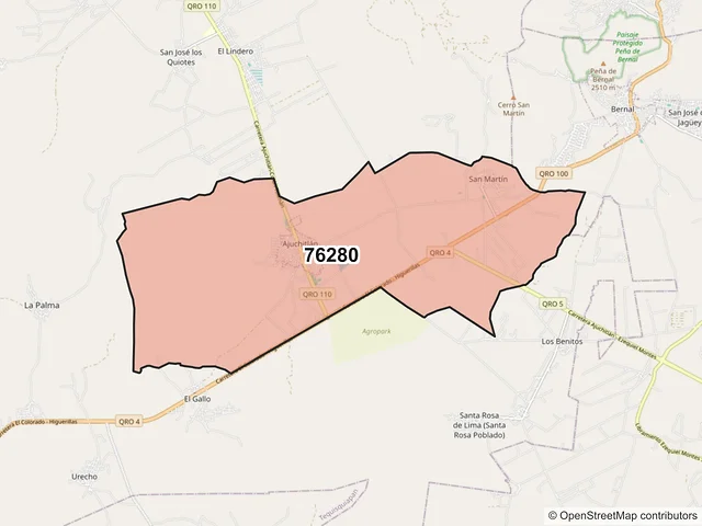Mapa del código postal 76280, Colón, Querétaro