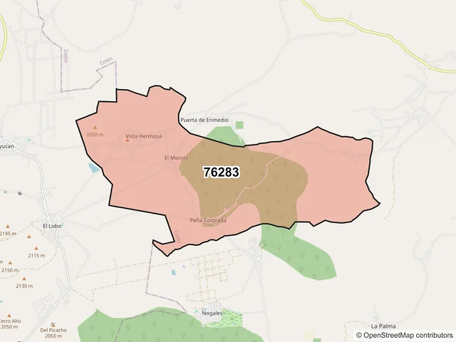 Mapa del código postal 76283, Colón, Querétaro