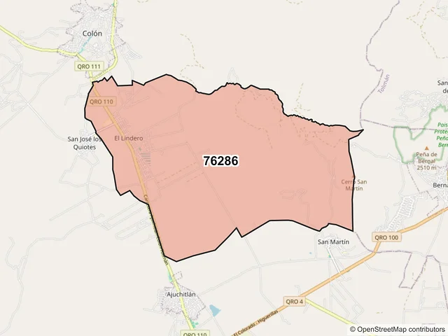 Mapa del código postal 76286, Colón, Querétaro