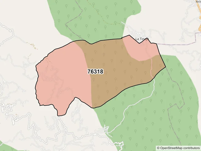 Mapa del código postal 76318, Pinal de Amoles, Querétaro