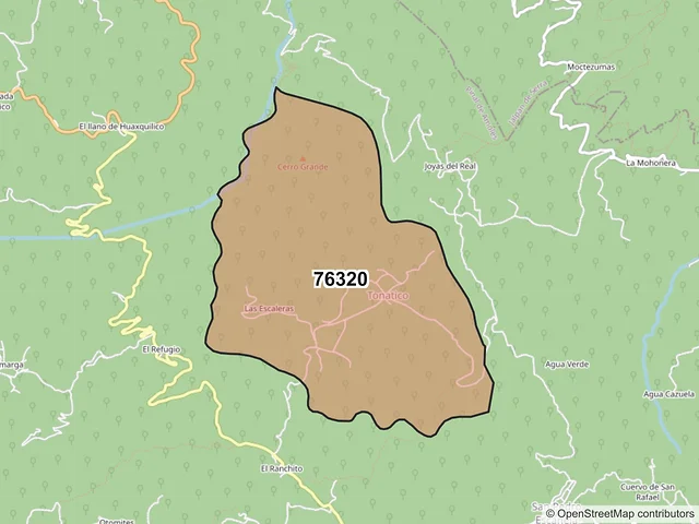 Mapa del código postal 76320, Pinal de Amoles, Querétaro