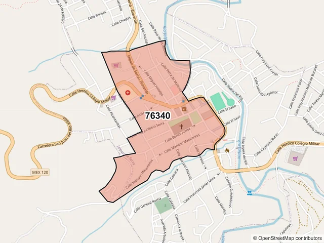 Mapa del código postal 76340, Jalpan de Serra, Querétaro