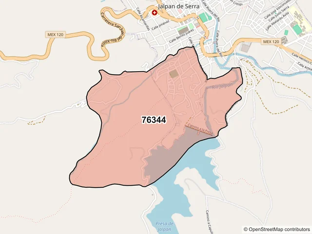 Mapa del código postal 76344, Jalpan de Serra, Querétaro