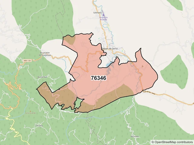 Mapa del código postal 76346, Jalpan de Serra, Querétaro