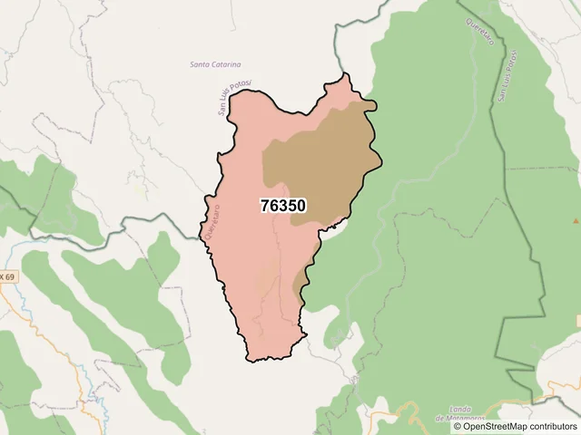Mapa del código postal 76350, Jalpan de Serra, Querétaro