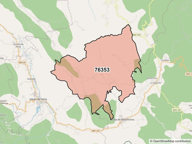 Mapa del código postal 76353, Jalpan de Serra, Querétaro