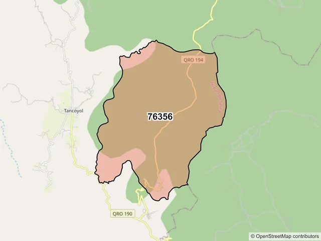 Mapa del código postal 76356, Jalpan de Serra, Querétaro