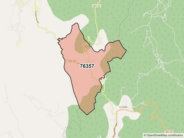 Mapa del código postal 76357, Jalpan de Serra, Querétaro