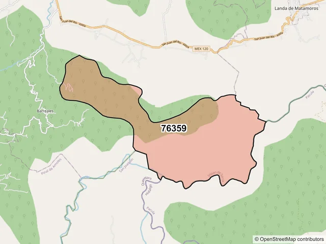 Mapa del código postal 76359, Jalpan de Serra, Querétaro