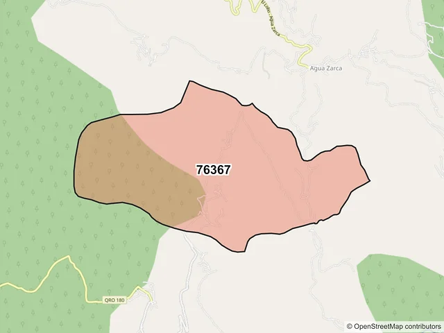 Mapa del código postal 76367, Landa de Matamoros, Querétaro