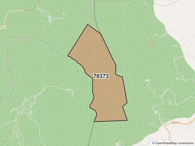 Mapa del código postal 76373, Landa de Matamoros, Querétaro