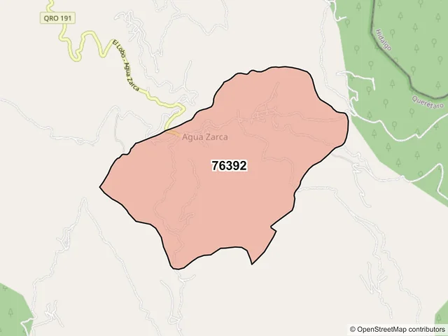 Mapa del código postal 76392, Landa de Matamoros, Querétaro