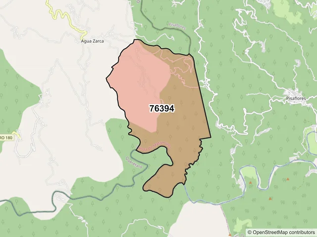 Mapa del código postal 76394, Landa de Matamoros, Querétaro
