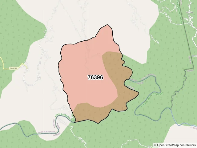 Mapa del código postal 76396, Landa de Matamoros, Querétaro
