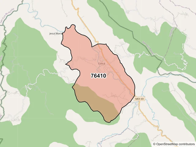 Mapa del código postal 76410, Arroyo Seco, Querétaro