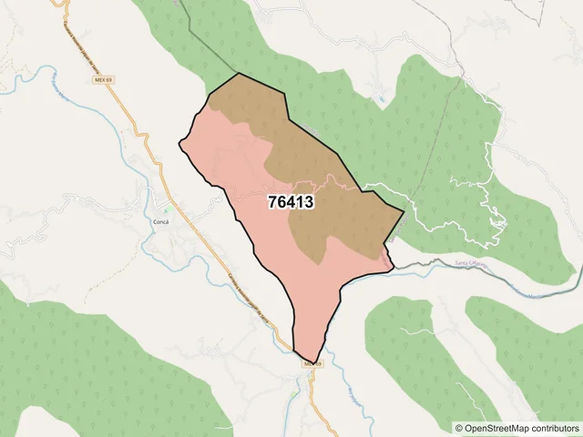 Mapa del código postal 76413, Arroyo Seco, Querétaro
