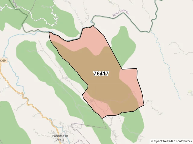 Mapa del código postal 76417, Arroyo Seco, Querétaro