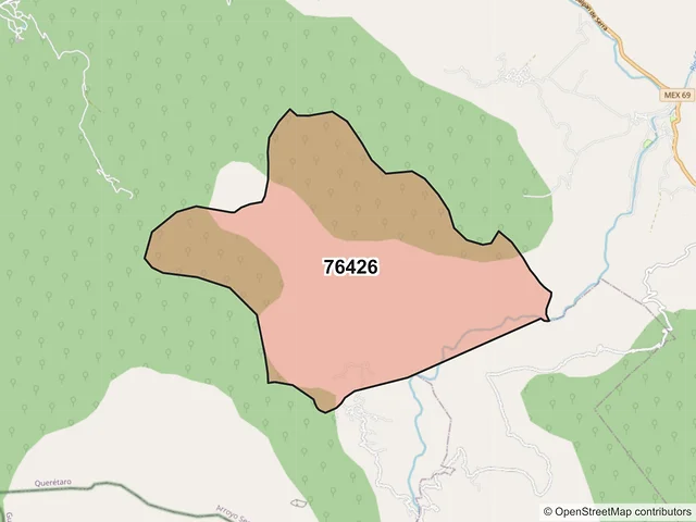 Mapa del código postal 76426, Arroyo Seco, Querétaro