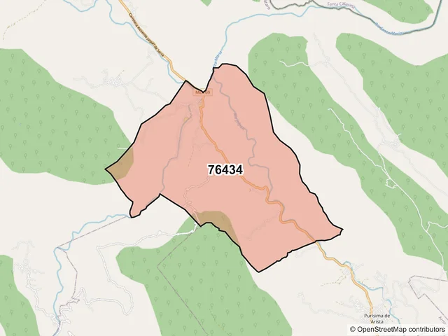 Mapa del código postal 76434, Arroyo Seco, Querétaro