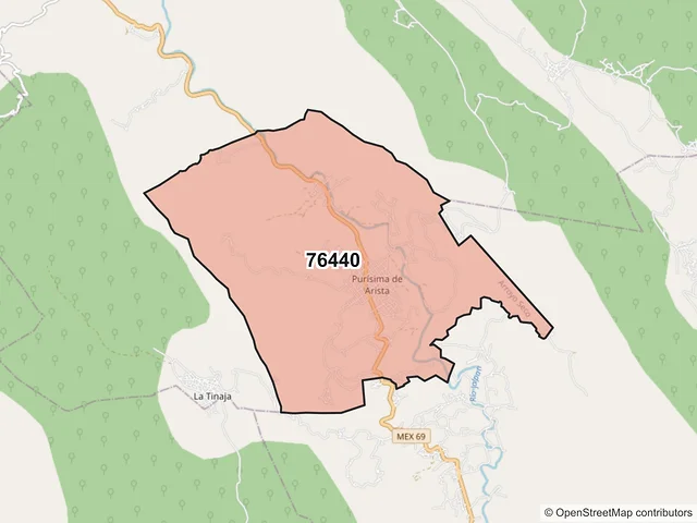 Mapa del código postal 76440, Arroyo Seco, Querétaro