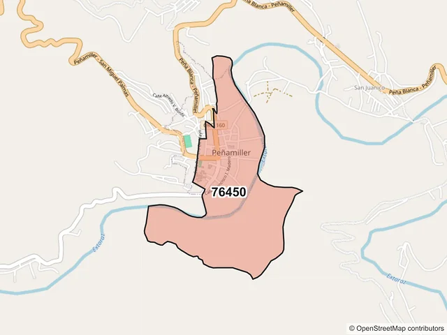 Mapa del código postal 76450, Peñamiller, Querétaro