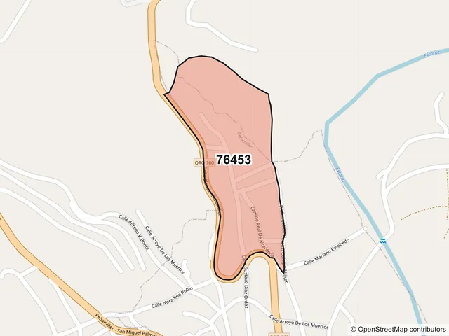 Mapa del código postal 76453, Peñamiller, Querétaro