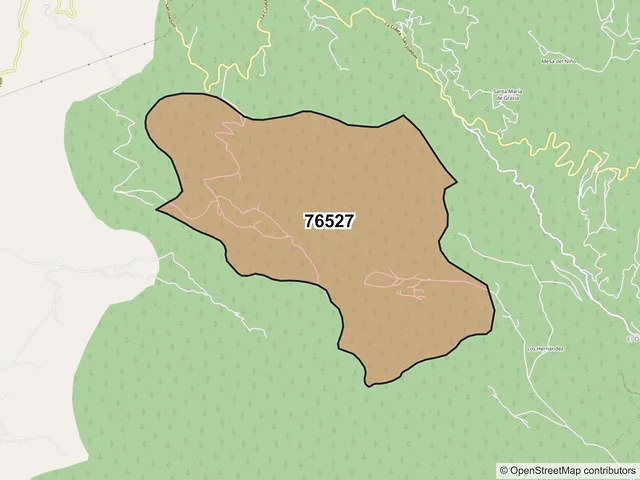 Mapa del código postal 76527, Cadereyta de Montes, Querétaro