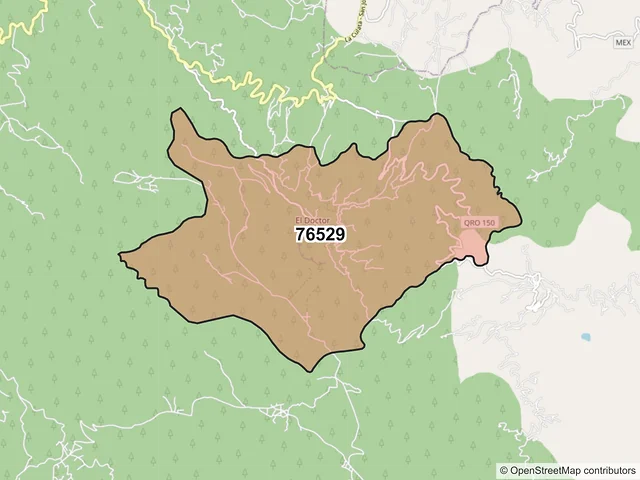 Mapa del código postal 76529, Cadereyta de Montes, Querétaro