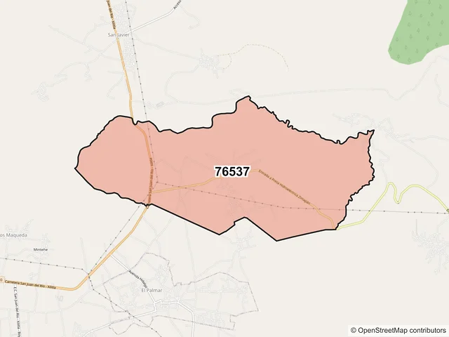Mapa del código postal 76537, Cadereyta de Montes, Querétaro