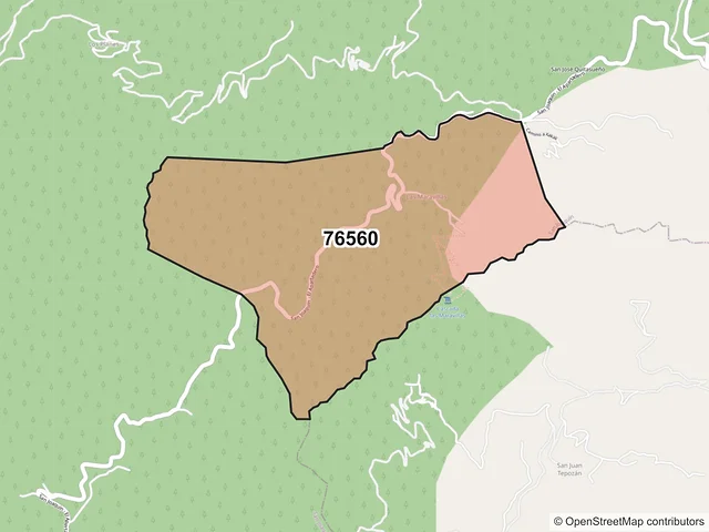 Mapa del código postal 76560, San Joaquín, Querétaro