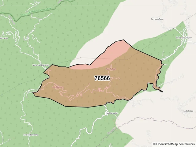 Mapa del código postal 76566, San Joaquín, Querétaro