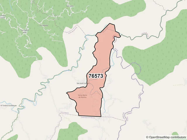 Mapa del código postal 76573, San Joaquín, Querétaro