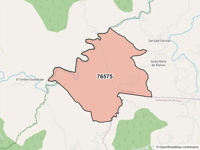 Mapa del código postal 76575, San Joaquín, Querétaro