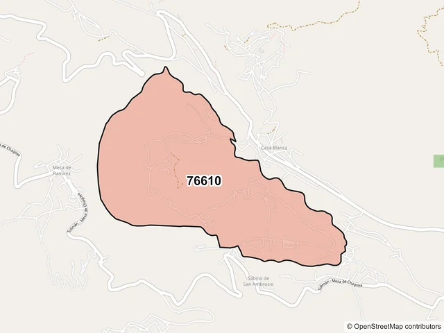 Mapa del código postal 76610, Tolimán, Querétaro