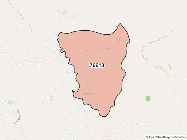 Mapa del código postal 76613, Tolimán, Querétaro