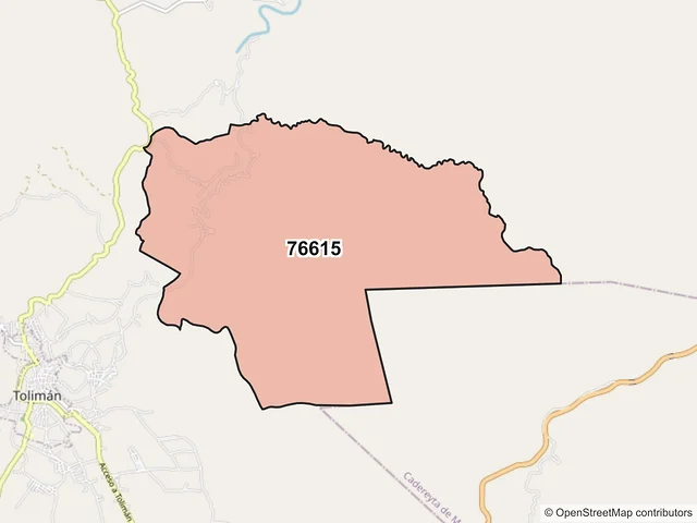 Mapa del código postal 76615, Tolimán, Querétaro