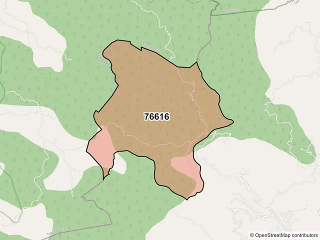 Mapa del código postal 76616, Tolimán, Querétaro