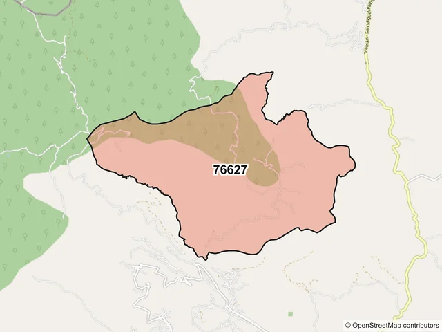 Mapa del código postal 76627, Tolimán, Querétaro