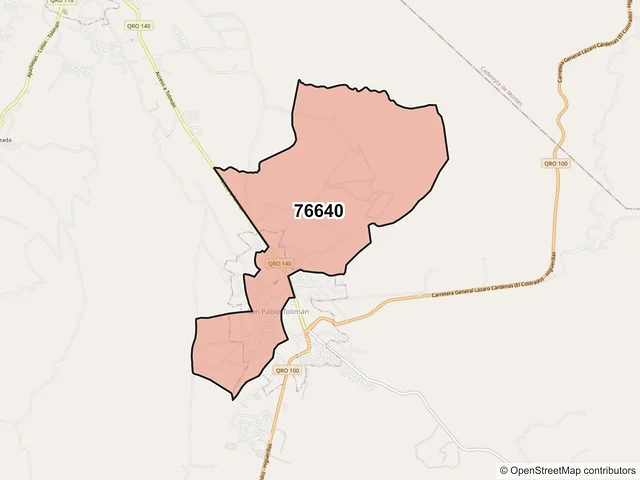 Mapa del código postal 76640, Tolimán, Querétaro