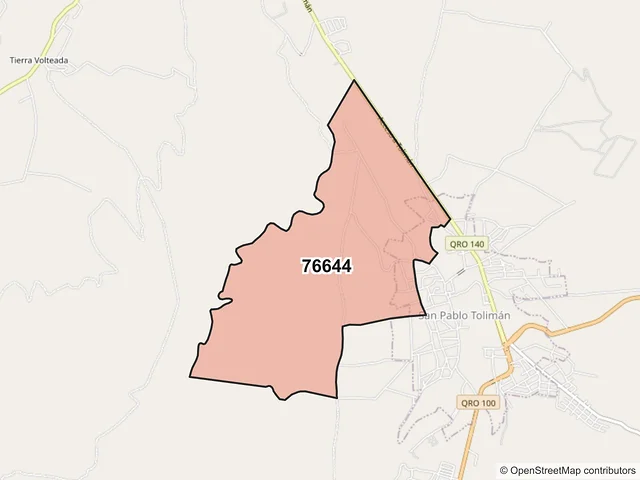 Mapa del código postal 76644, Tolimán, Querétaro