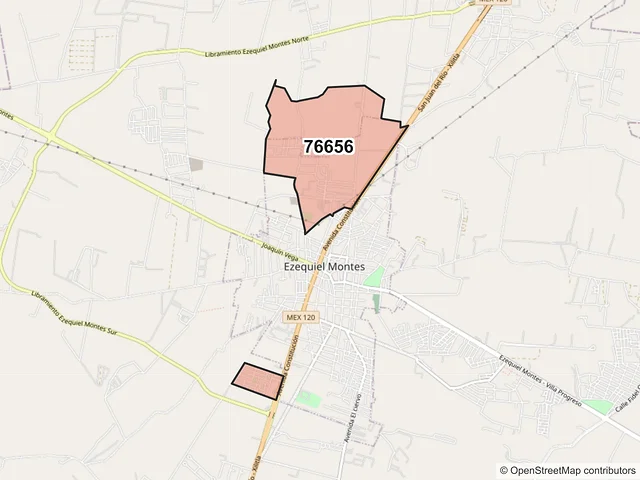 Mapa del código postal 76656, Ezequiel Montes, Querétaro