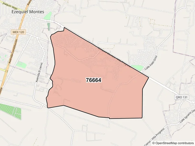 Mapa del código postal 76664, Ezequiel Montes, Querétaro