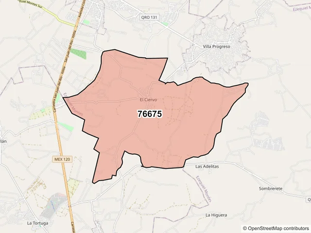 Mapa del código postal 76675, Ezequiel Montes, Querétaro